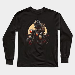 Black Dog Motorcycle Biker Long Sleeve T-Shirt